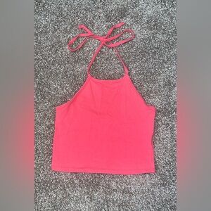 Charlotte Russe Women’s Halter Crop Tank Top - Coral Pink